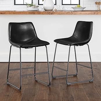LEMBERI 26 inch Bar Stools Set of 2, Modern Counter Height Bar Stools, Faux Leather Barstool with... | Amazon (US)