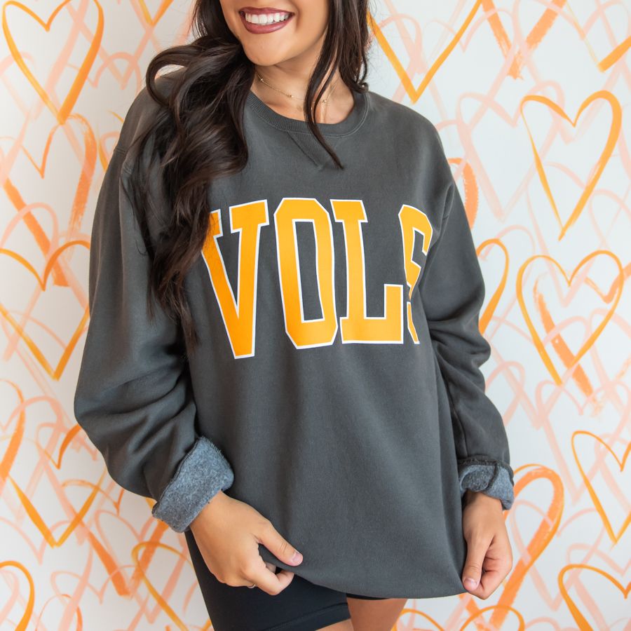 Grey VOLS Sweatshirt w/Large Arched Letters | Southern Made Tees | Shop Southern Made & Southern Made Tees