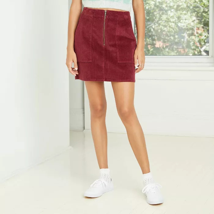 Women's High-Rise Zip-Front Corduroy Mini Skirt - Wild Fable™ | Target