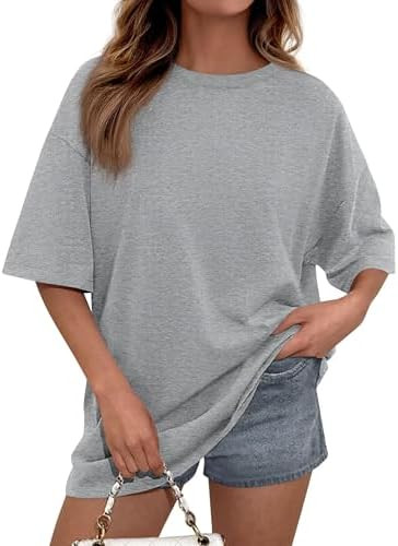 PRETTYGARDEN Womens 2026 Spring Going Out Tops Casual Short Sleeve Crewneck Loose Fit Basic Overs... | Amazon (US)