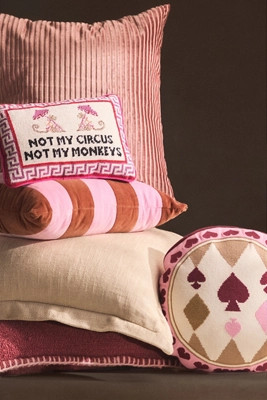 Ace Cotton Embroidered Needlepoint Pillow | Anthropologie (US)