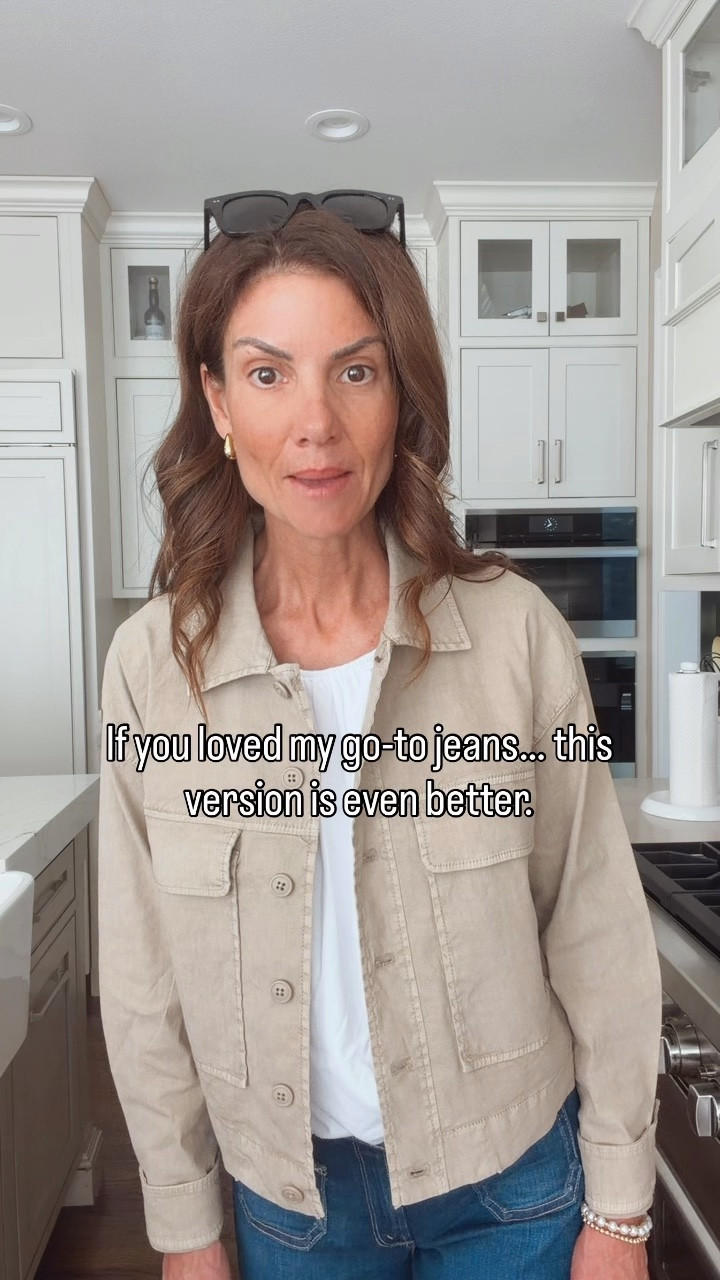 Midrise jeans with stretch + white top + linen jacket outfit idea

You loved this jean fit last time… and this version might be even better. The same flattering cut, but with more stretch and updated front pocket detail that just makes them feel a little more elevated (and comfortable).

This is one of those outfits that always works—easy, pulled together, and you don’t have to overthink it.

Wearing a classic white top, linen blend jacket, simple sandals, oversized bag with gold detail, and gold jewelry to finish it off.
I'm wearing a size small and a top and jacket and a size 25 in the jeans. The jeans fit true to size. I am 5'7" tall.