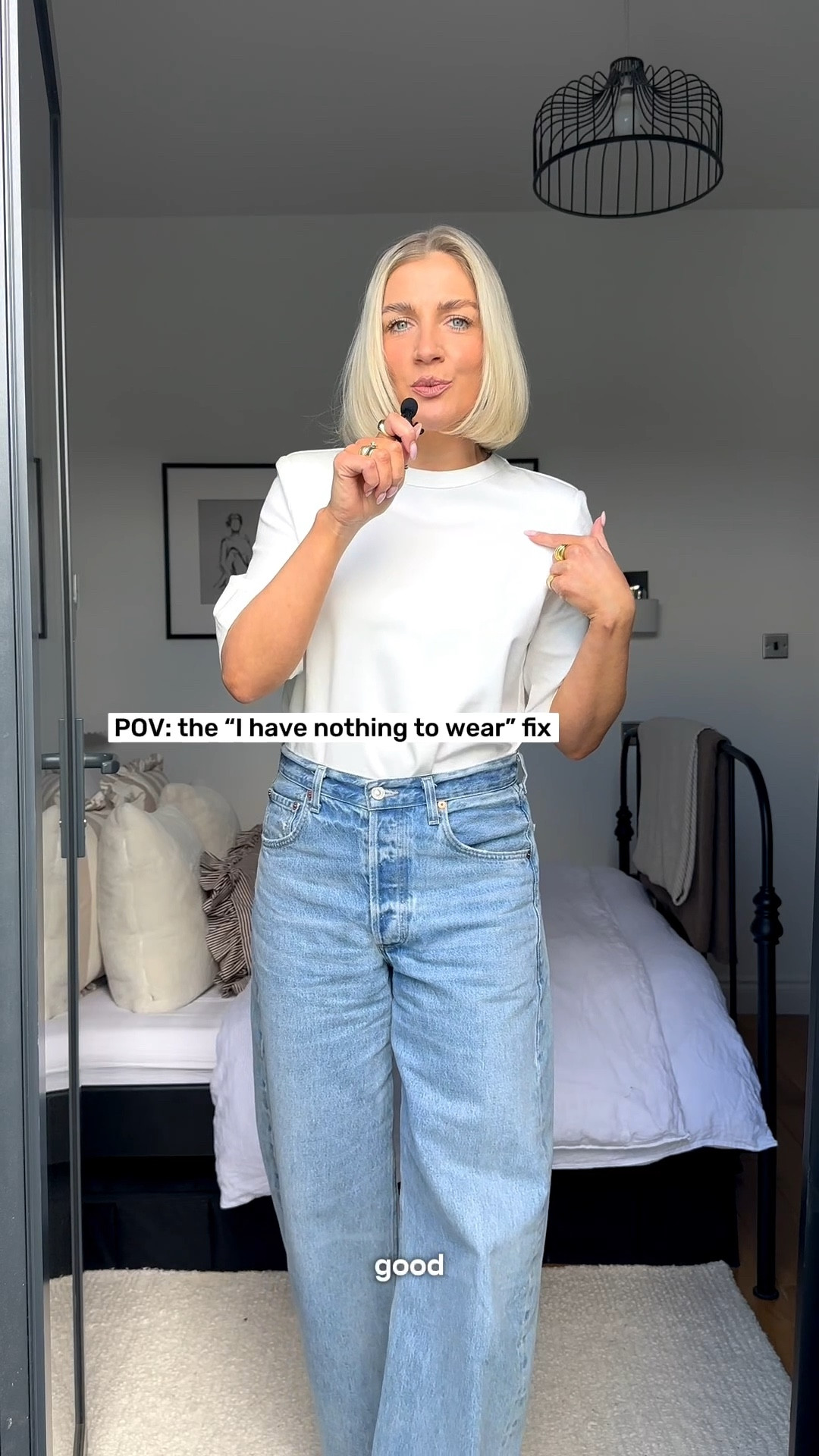 White shoulder pad t-shirt 
Basic white t-shirt 
Structured t-shirt 
Wide leg Jeans
Blue suede bag
Citizens of humanity jeans 
Minimal outfit ideas 
Jeans and a tee
Spring outfits 
Classy looks 
Simple outfits  


#LTKstyletip #LTKjeans #LTKshoes