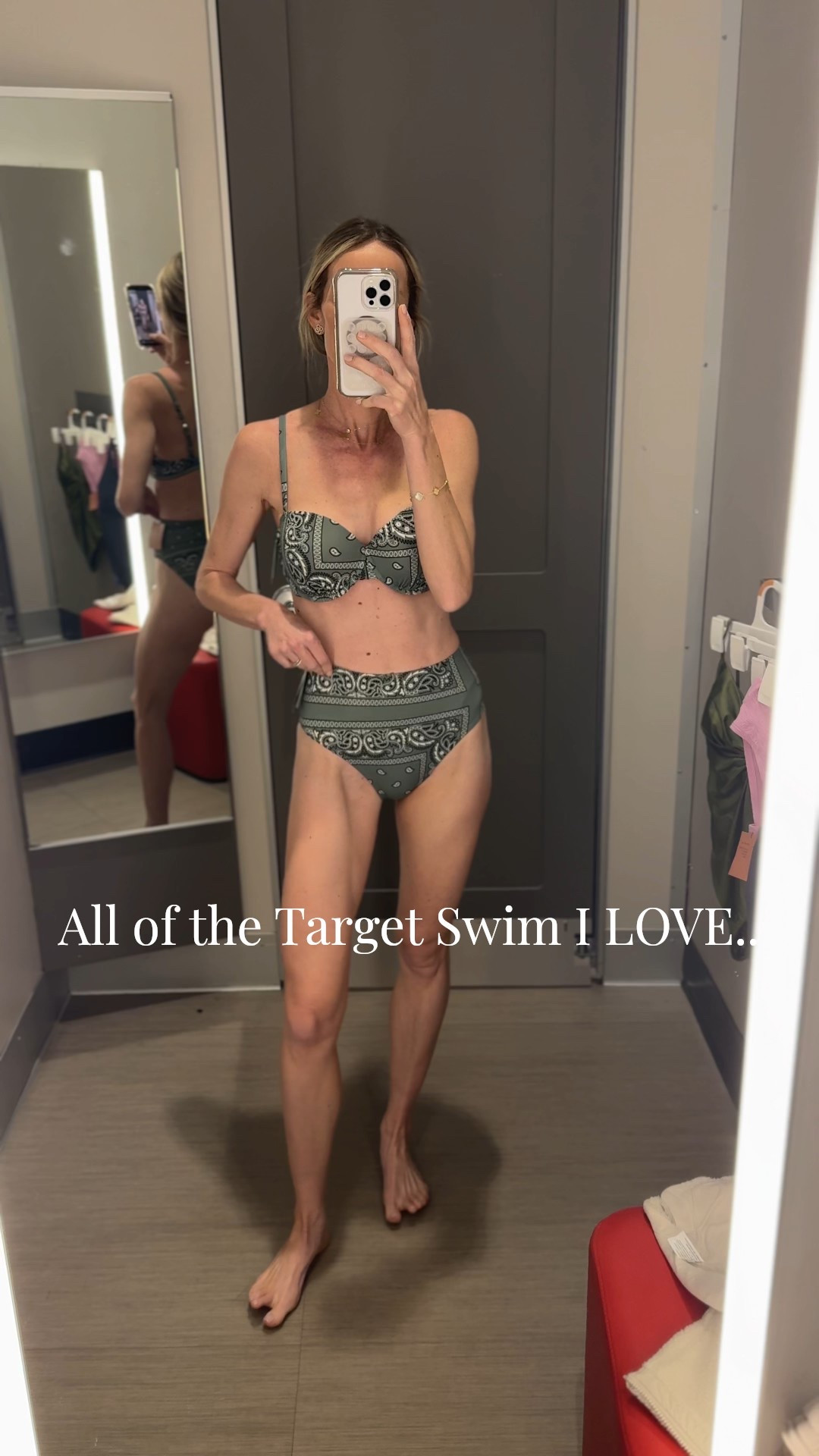 Obsessed with this green bandana print! Looks so $$$ and perfect for this time of year getaways. Grabbed more styles online this morning … putting all of the swim I love here. 