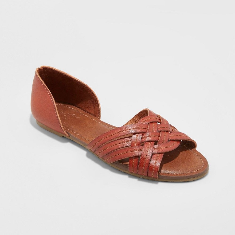 Women's Vail Wide Width Woven Slide Sandals - Universal Thread Cognac 8W, Red | Target