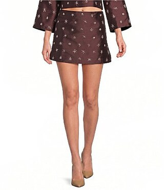 Gianni Bini Bead Embroidered Coordinating A-Line Mini Skirt -  0 | Dillard's