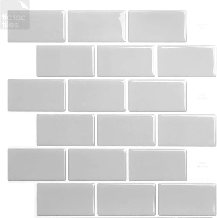 Tic Tac Tiles 10-Sheet 12"x 12" Peel and Stick Self Adhesive Removable Stick On Kitchen Backsplas... | Amazon (US)