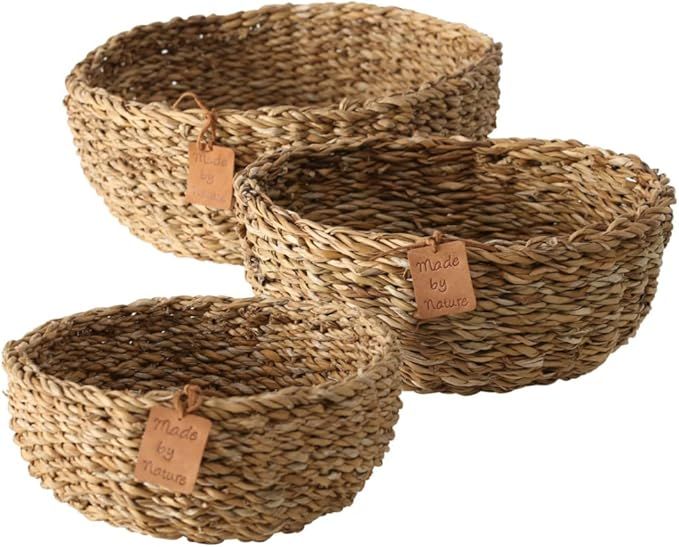 Made by Nature Beach House Bowls, Set of 3, 8, 10 and 12 Inches in Diameter (20, 25, 30 cm) Woven... | Amazon (US)