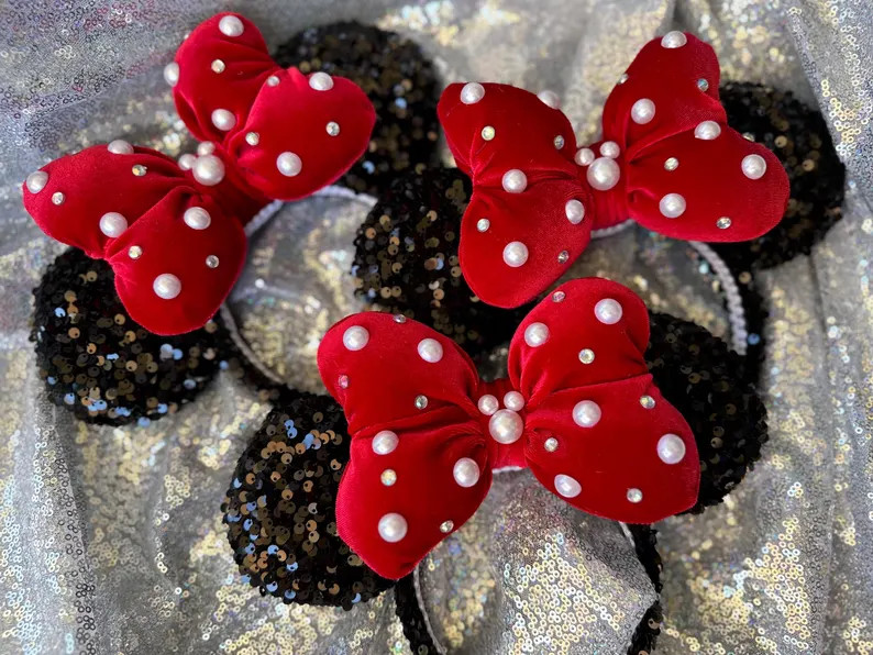 Red Classic Minnie Ears - Etsy | Etsy (US)