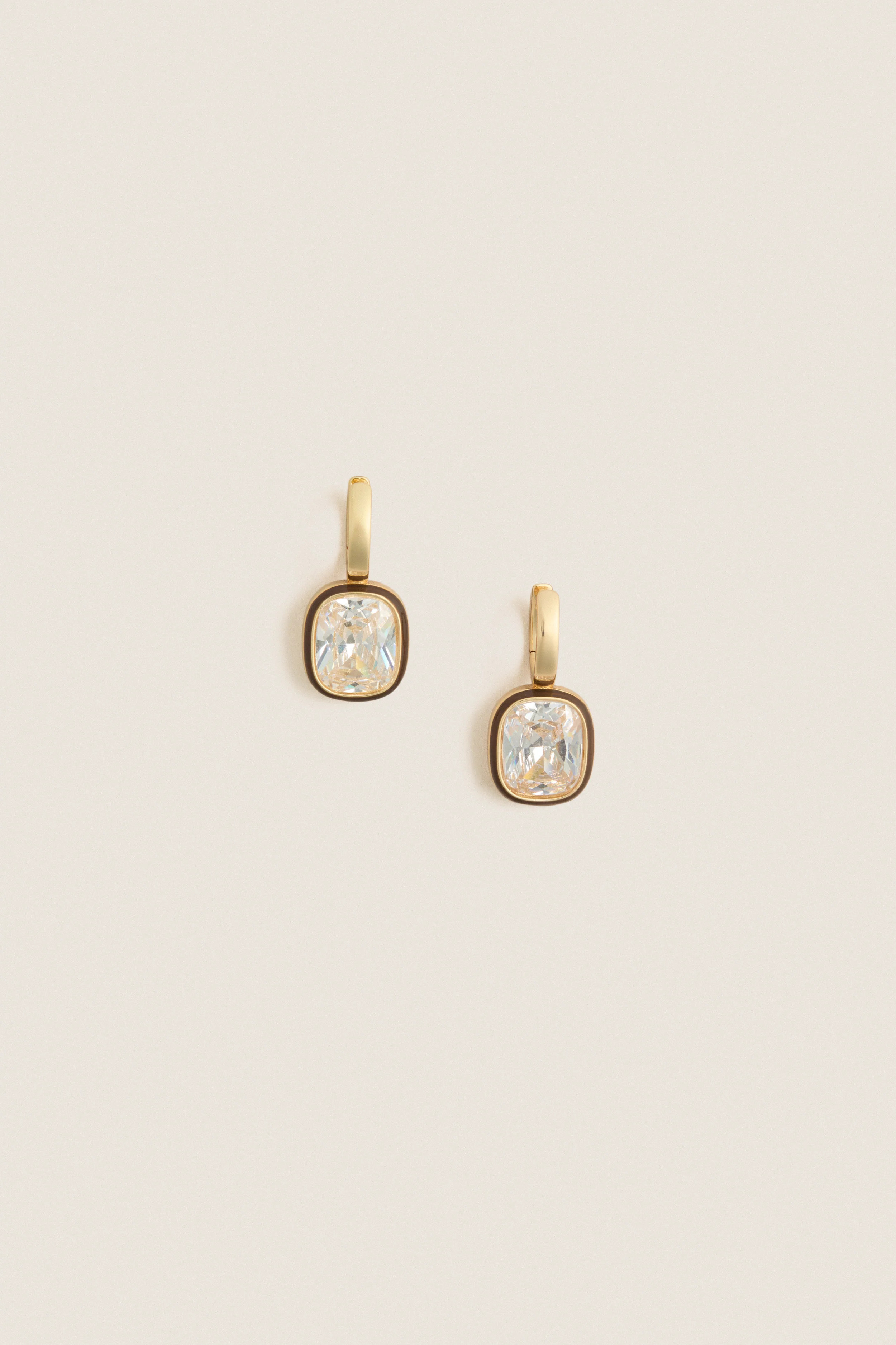 Dark Chocolate and White Cubic Cushion Drop Earrings | Tuckernuck (US)