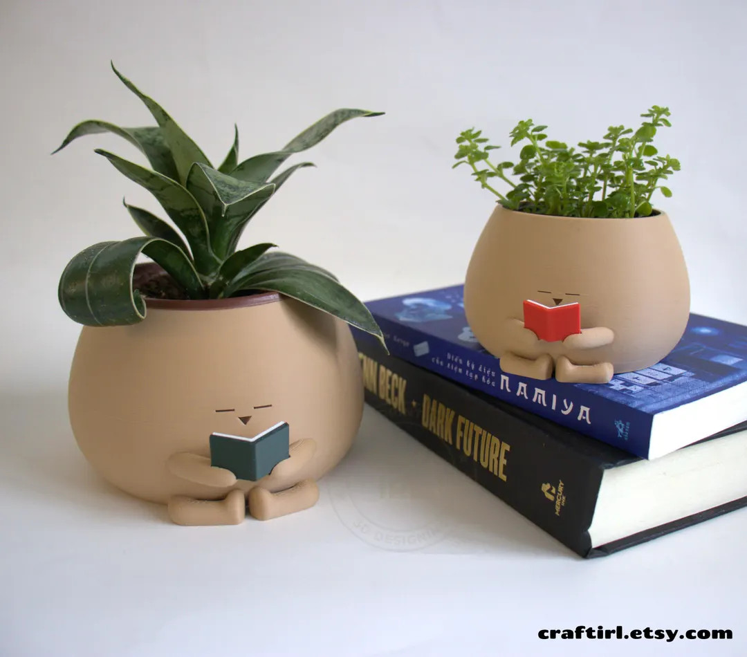 Cozy Pot Reading Book Bookworm Planter Gift for Book and Plant Lover - Etsy | Etsy (US)