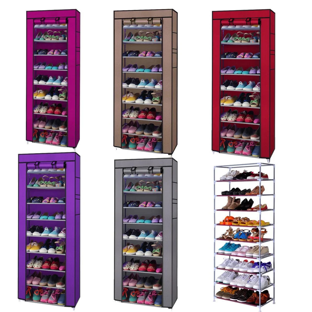 Zimtown 10 Tiers Shoe Rack with Dustproof Cover Closet Shoe Storage Cabinet Organizer | Walmart (US)