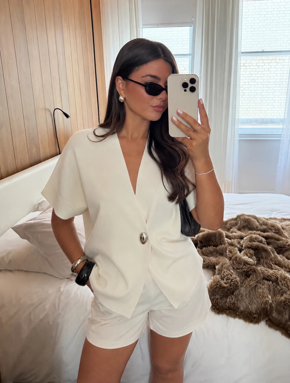 Solana Open Sleeve Trim Detail Knit Jacket - Cream | Pretty Lavish (UK)