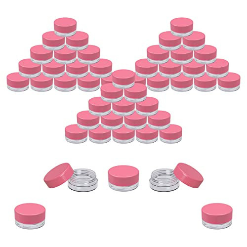 Houseables Sample Containers, Lip Balm Containers, Sample Jars, Mini Jars with Lids, Small, Empty, Makeup, Powder, Gloss, Cosmetic, Tiny, Chapstick, Dab, Wax, Scrub, Little, Pink, Plastic 3 Gram, 50PK | Amazon (US)