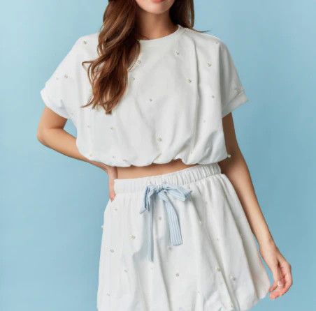 Jamie Cropped Bubble Hem Top | MTT Collective