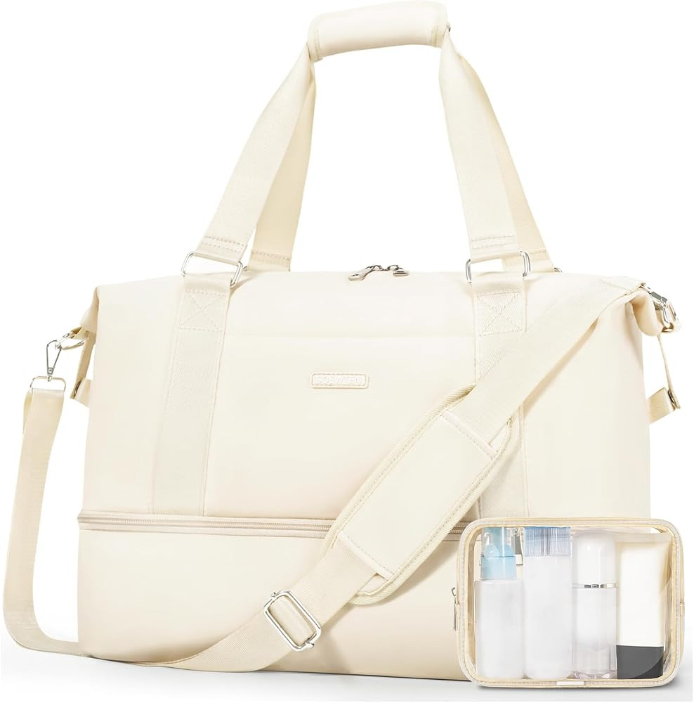 Weekender Bag for Women,Travel Duffle Bag with Shoe Compartment & Wet Pocket, Carry on Overnight ... | Amazon (US)