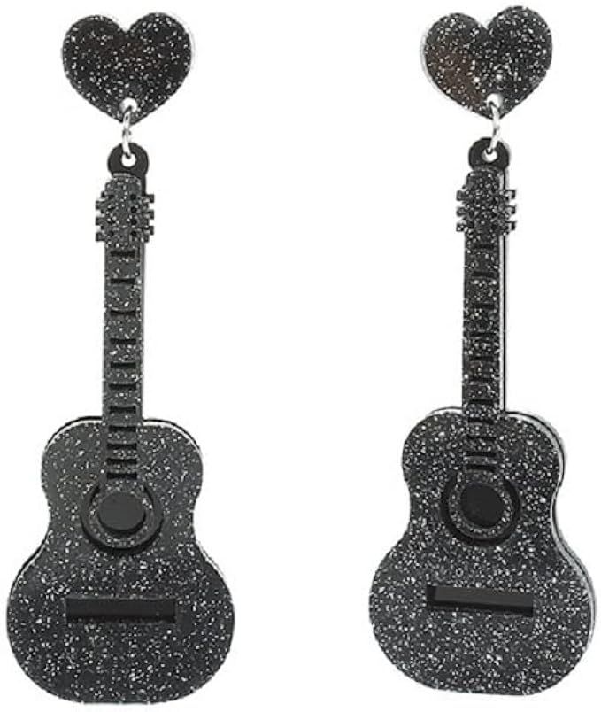 Classical Acrylic Bass Electric Guitar Drop Dangle Earrings Music Violin Instrument Love Heart fo... | Amazon (US)