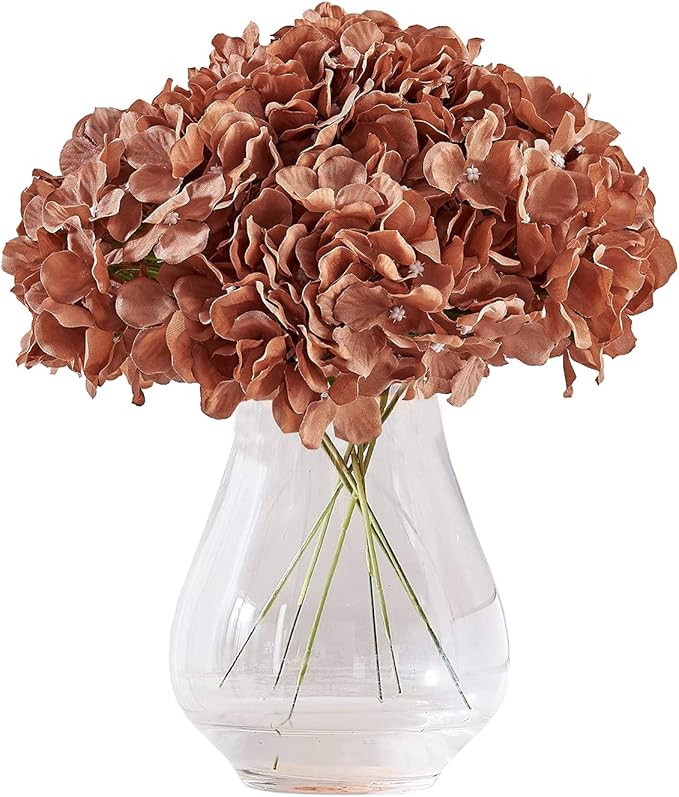 Artificial Hydrangea Flower Toffee Hydrangea Silk Flowers Head for Wedding Centerpieces Bouquets ... | Amazon (US)