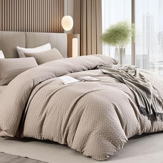 100% Cotton Waffle Weave Duvet Cover Set Queen Size - Comforter Covers Soft Textured Bedding Sets... | Amazon (US)