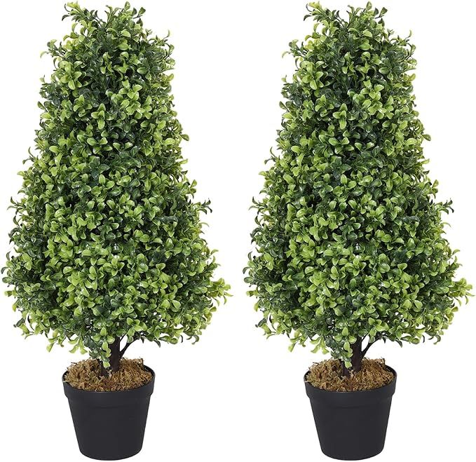 2.5ft Topiary Trees Artificial Outdoor 30 inch, Faux Boxwood Plants Outdoor, Artificial Trees Fak... | Amazon (US)