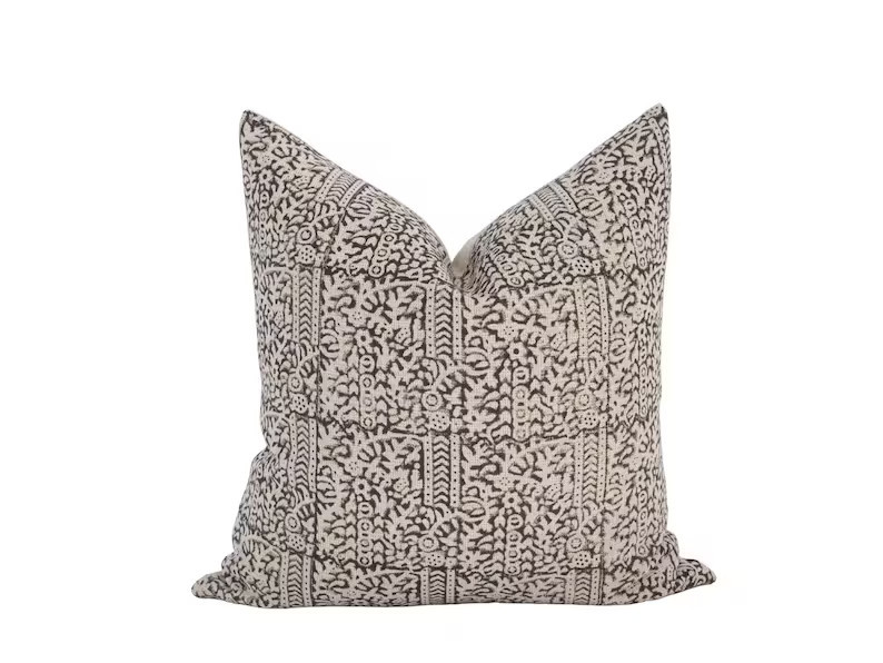 TAARA  Black Block Print Pillow Cover Black Floral Block - Etsy | Etsy (US)