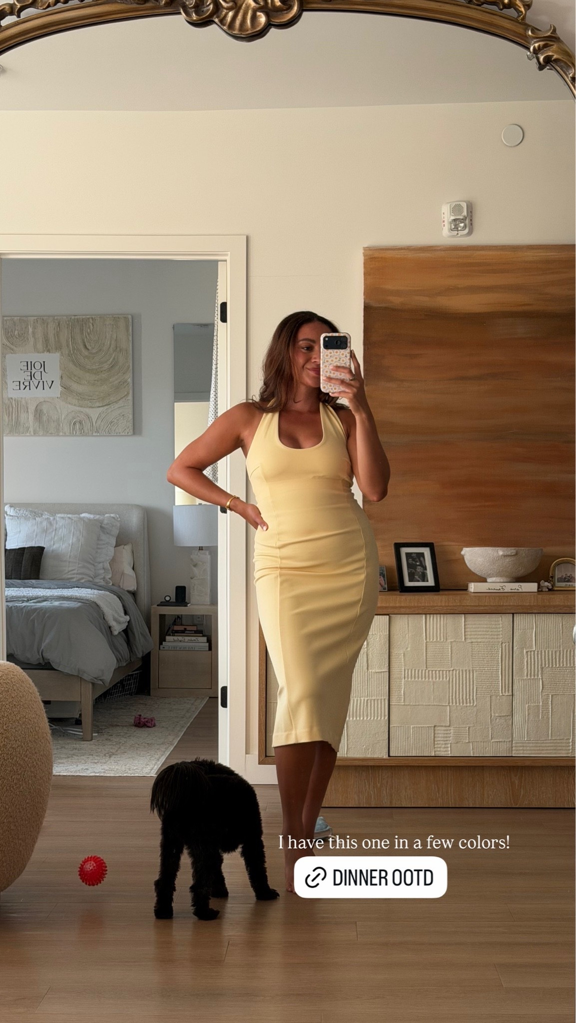 The butter yellow midi halter dress I wore for date night!

#LTKootd
