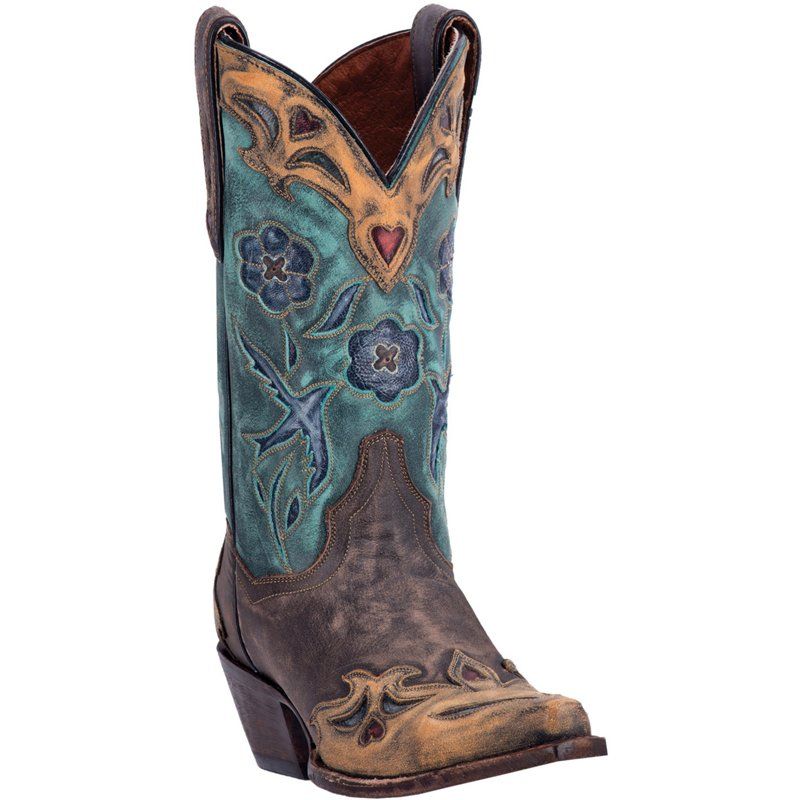 Dan Post Women's Vintage Bluebird Sanded Leather Western Boots Beige/Blue, 11 - Women's Ropers at Ac | Academy Sports + Outdoor Affiliate
