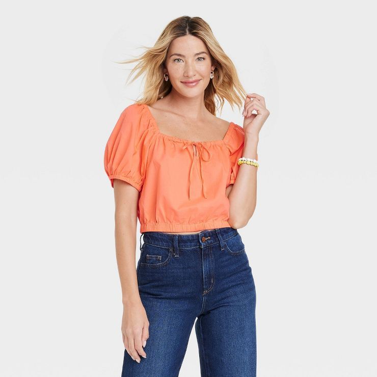 Women's Puff Short Sleeve Peasant Top - Universal Thread™ | Target