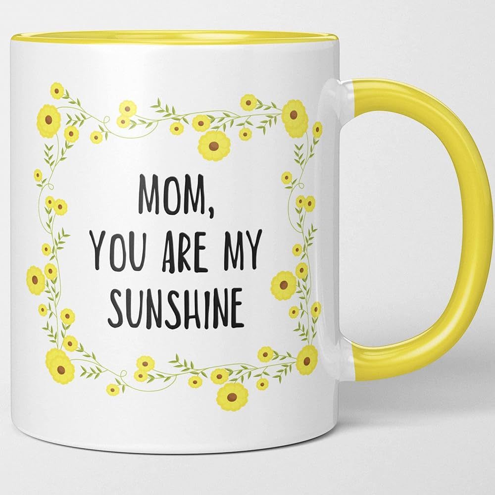 Mom You Are My Sunshine - Mother's Day Coffee Mug Tea Cup. From Son, Daughter. Sunny Yellow Flora... | Amazon (US)