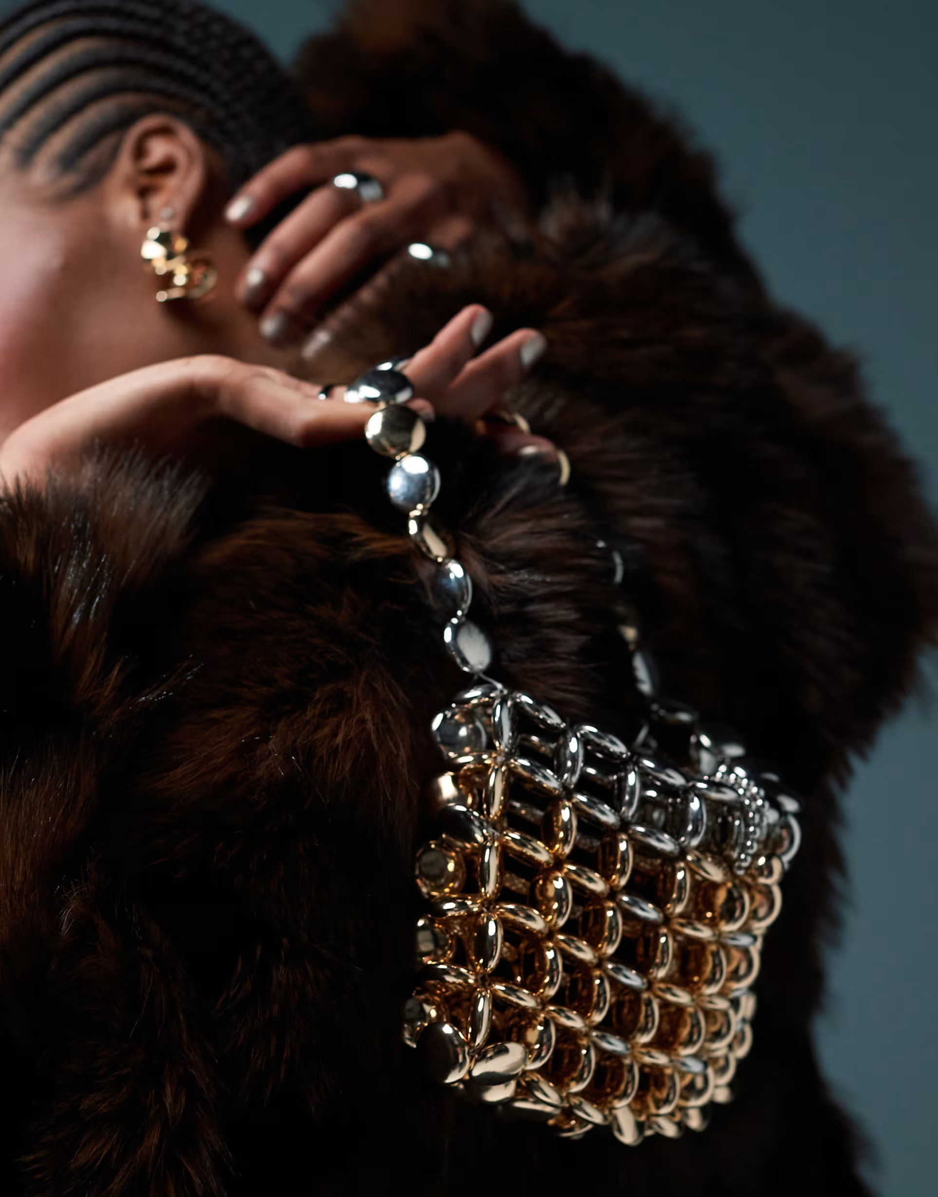 ASOS DESIGN round beaded top handle grab bag in mixed metals | ASOS (Global)