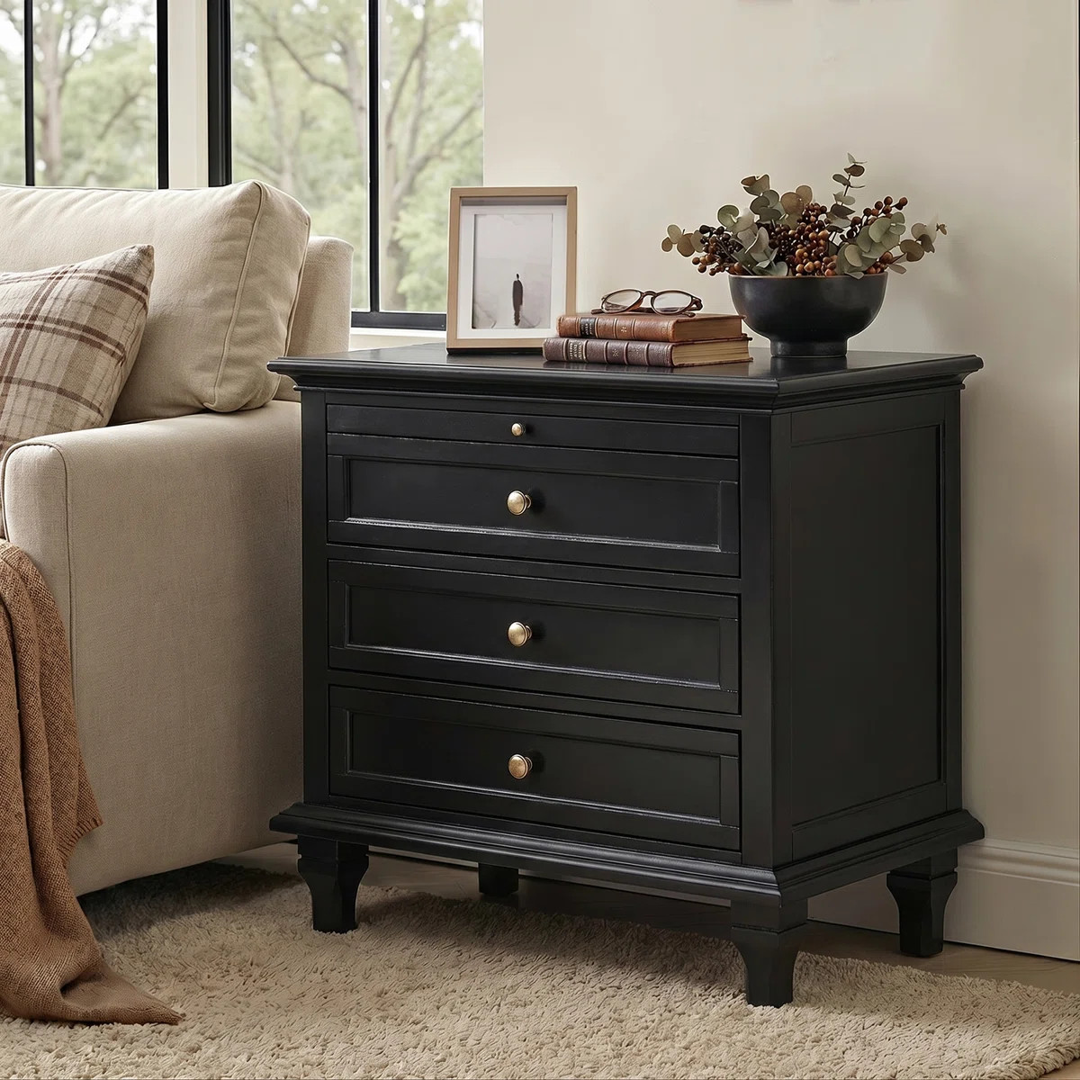 Arthelia Traditional 28.37''W 3-Drawer End Table with Charging Station and Pull-out Shelf | Wayfair North America