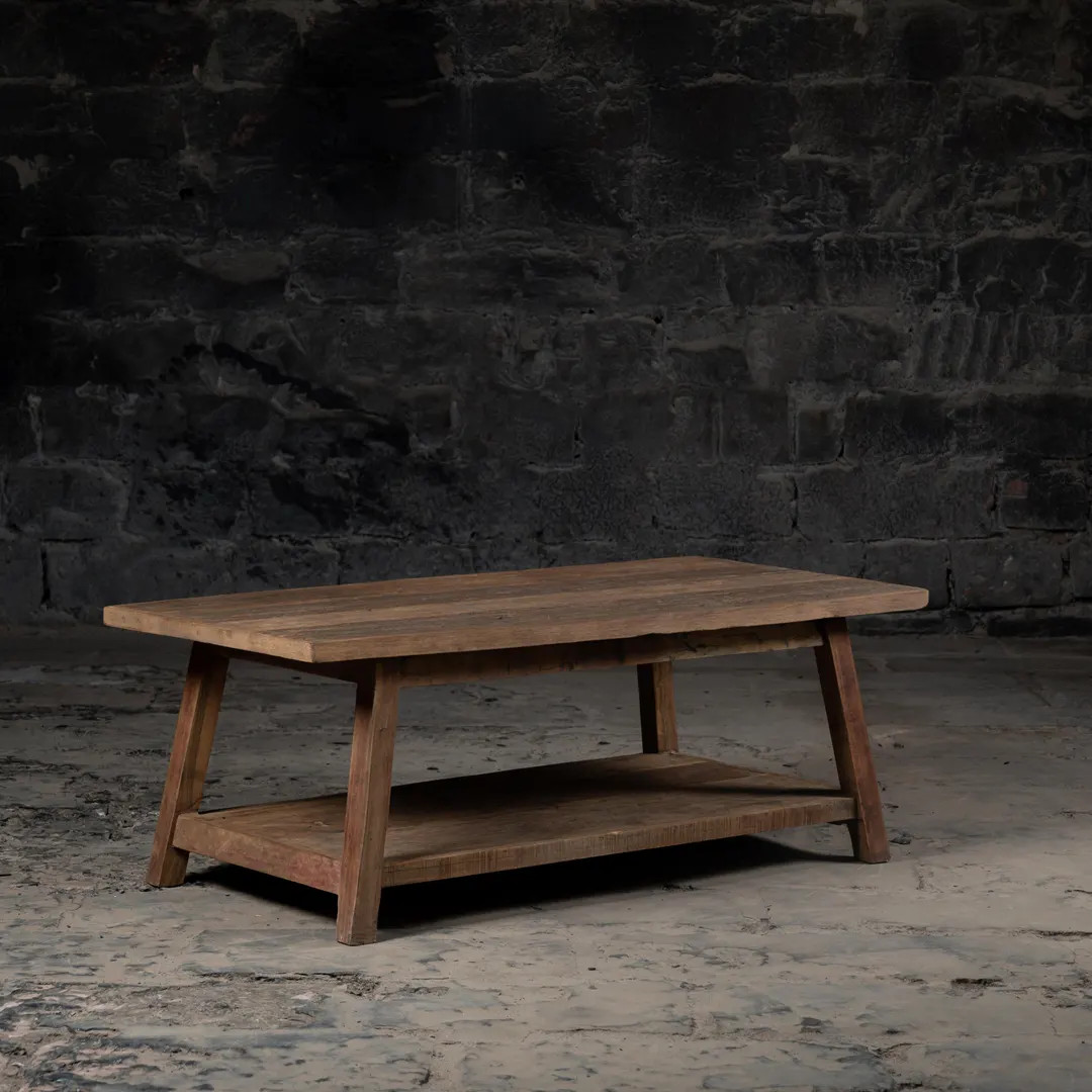 Reclaimed Wood Coffee Table with Shelf: Rustic Farmhouse Style | Etsy (US)