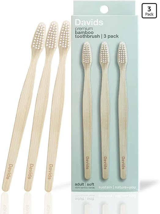 Davids Premium Bamboo Soft Bristle Toothbrush - 3 Pack | BPA Free, Eco-Friendly, Sustainable High... | Amazon (US)