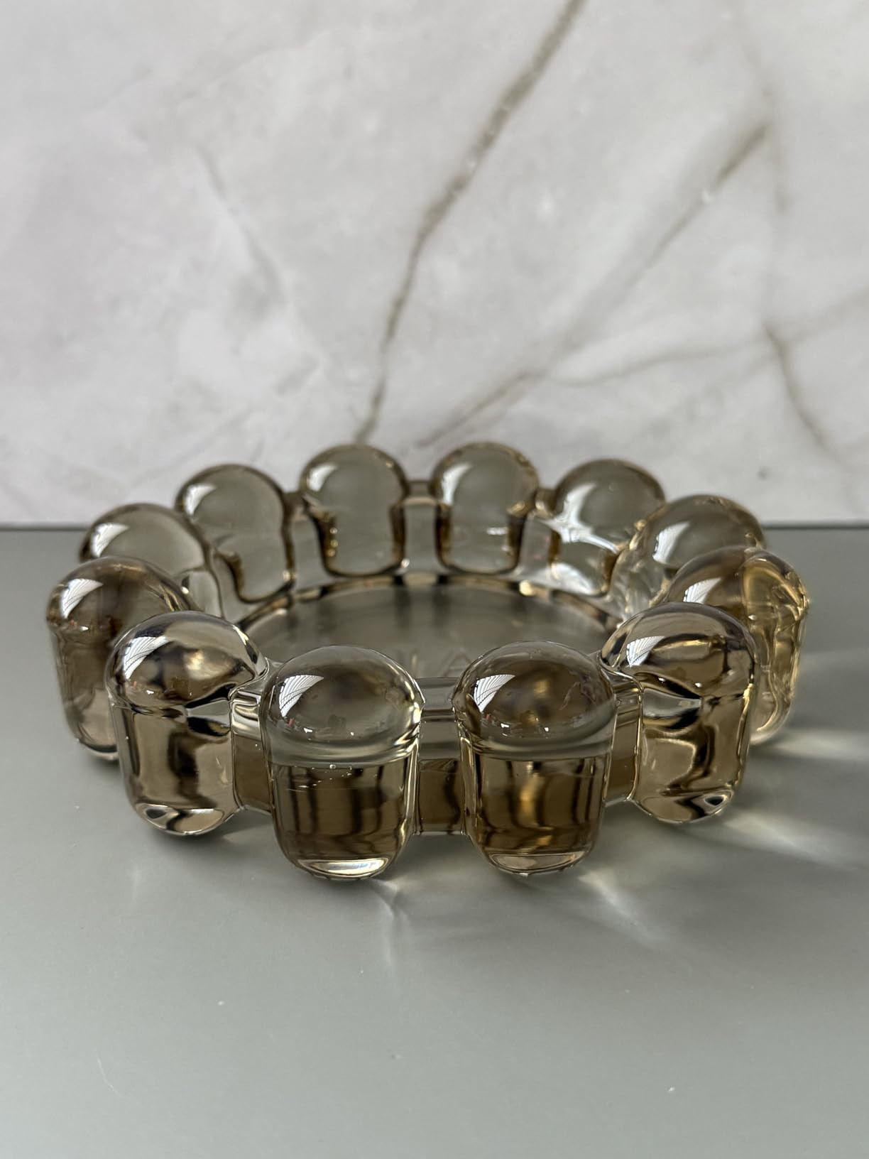 Alice Lane Bubble Candle Dish – Chic Smoky Glass Candle Dish for Home Decor – Decorative Mode... | Amazon (US)