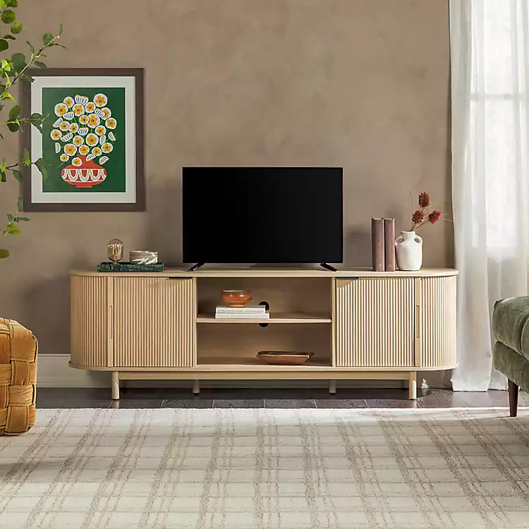 White Oak Modern Reeded TV Stand | Kirklands Home | Kirklands