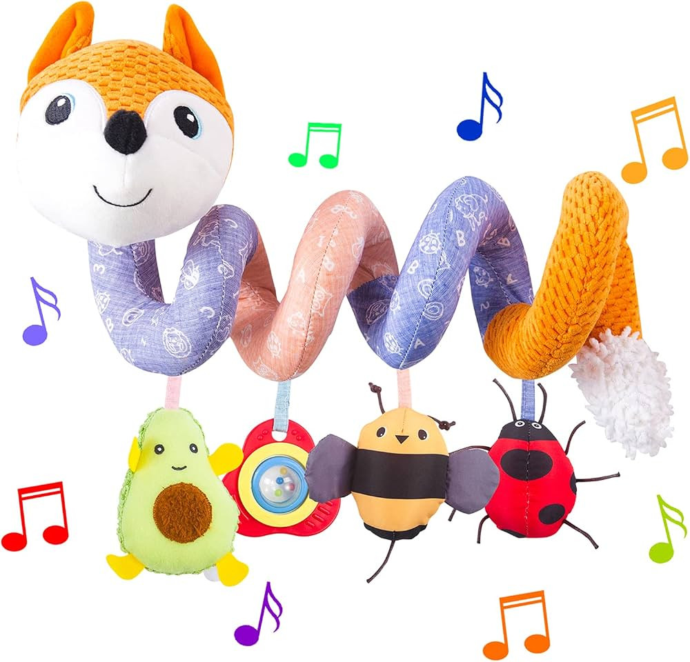 Car Seat Toys, Infant Baby Orange Fox Spiral Plush Activity Hanging Toys for Car Seat Stroller Ba... | Amazon (US)