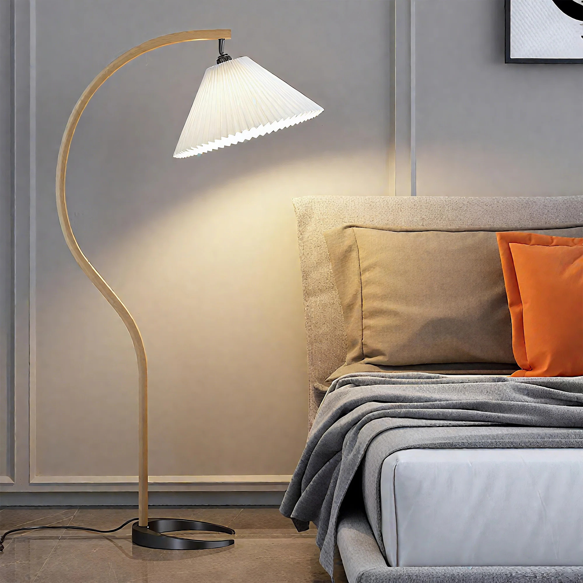 Vintage 59" Arched LED Floor Lamp，Beige | Wayfair North America