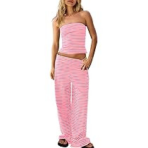 Panadila Womens Striped Two Piece Sets Summer Lounge Outfits Sailor Tube Top and Pants Matching S... | Amazon (US)