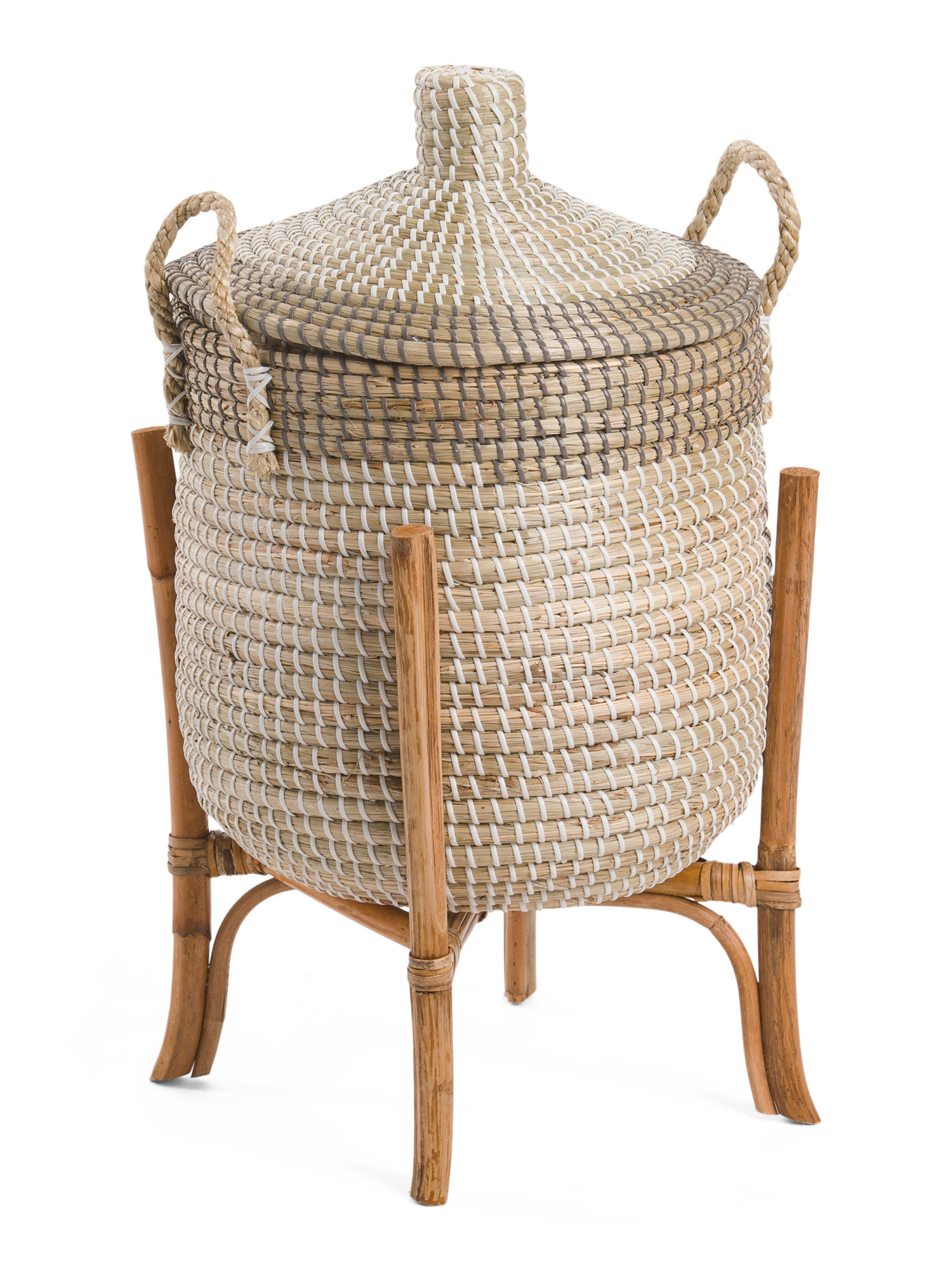 Small Seagrass Hamper With Trim | TJ Maxx