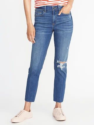 Old Navy Womens High-Rise The Power Jean A.K.A. The Perfect Straight Ankle For Women True Blue Size 0 | Old Navy US