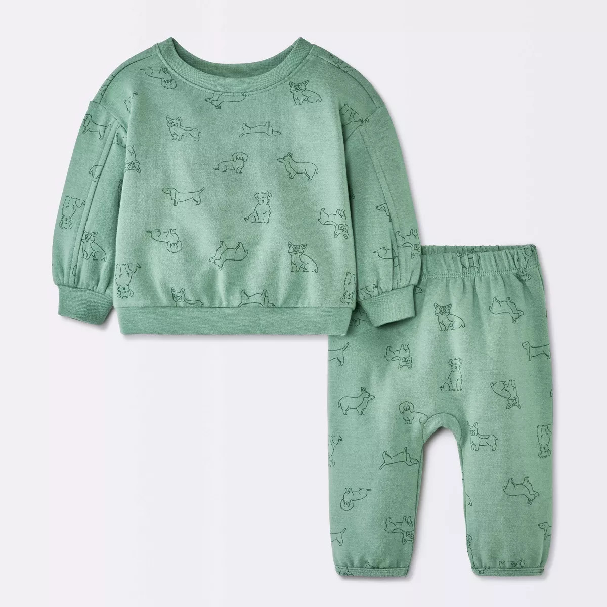 Baby Boys' 2pc Dog Graphic Modal French Terry Sweatshirt and Pants Set - Cloud Island™ Forest G... | Target