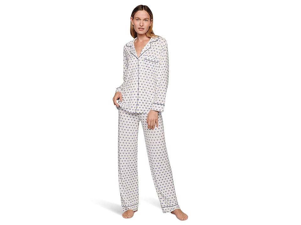 Eberjey Gisele Printed Long Pj Set Women's Pajama Sets Hannukah Glow Nouvean Navy/Ny : LG, Spandex/Modal/Jersey | Zappos