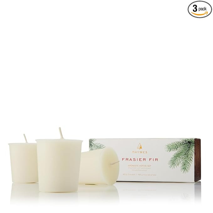 Thymes Frasier Fir Votive Candle Set of 3 - Scented Candles for Home - Luxury Home Fragrance Gift... | Amazon (US)