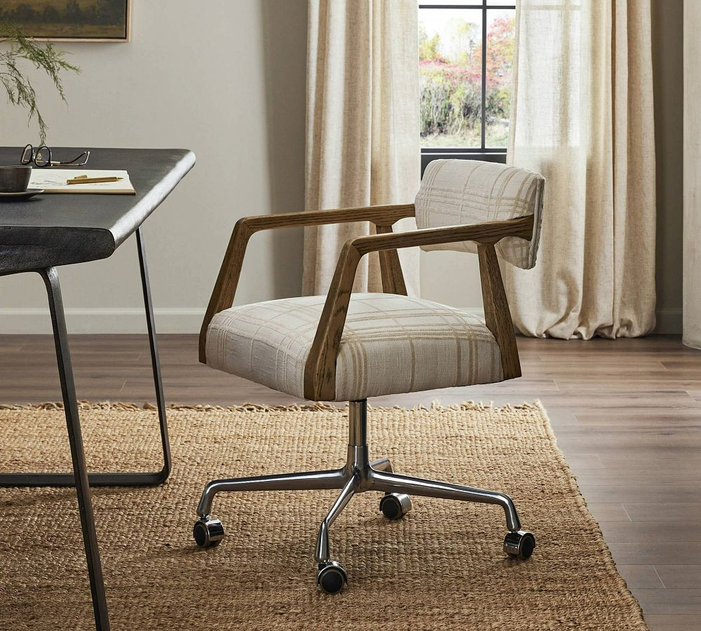 Beldan Upholstered Swivel Desk Chair | Pottery Barn (US)