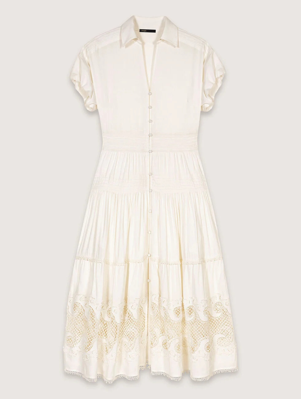 Embroidered ruffled maxi dress White for Women | Maje | Maje US