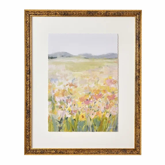 Beautiful 16.63" x 20.63" Framed Vintage Floral Field Landscape Wall Art by Drew Barrymore | Walmart (US)