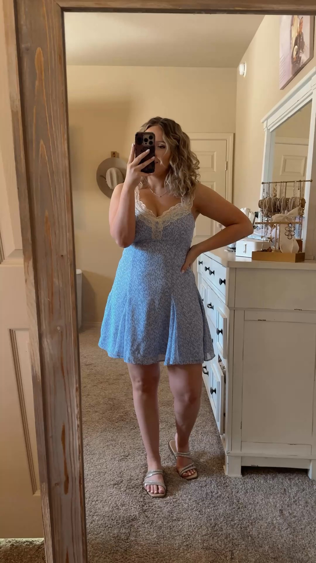 This blue floral lace trim dress is giving effortless summer outfit energy. Lightweight, flattering, easy to throw on, and one of those dresses that makes you feel put together in seconds. Perfect for brunch, vacations, baby showers, date nights, or just surviving the heat while still feeling cute ✨ AND it has a built-in-bra!!! 👌🤩

summer dress, floral mini dress, lace trim dress, feminine style, effortless outfit, casual chic, postpartum friendly outfit, flowy dress, spring to summer fashion, everyday dress, soft girl aesthetic, vacation outfit, brunch outfit, comfy cute outfit

#SummerStyle #FloralDress #PostpartumStyle #momstyle #SummerOutfitIdeas FeminineFashion MomStyle CasualChic VacationStyle OOTD @abercrombie

#LTKootd #LTKgrwm #LTKmomlife