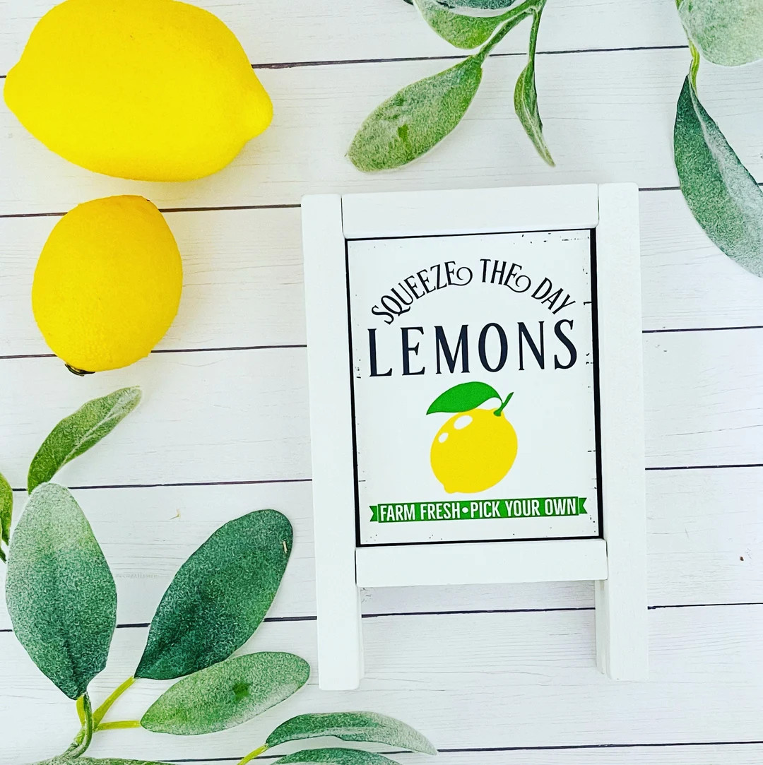 Squeeze The Day Farm Fresh Lemons Mini Sign | Etsy (US)