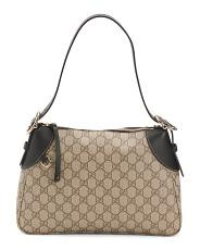 Made In Italy Supreme Canvas And Leather Gg Emblem Medium Shoulder Bag | TJ Maxx
