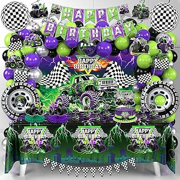 Truck Birthday Decorations Kit with Balloon Garland Arch, Backdrop, Tablecloth, Banner & Party Su... | Amazon (US)